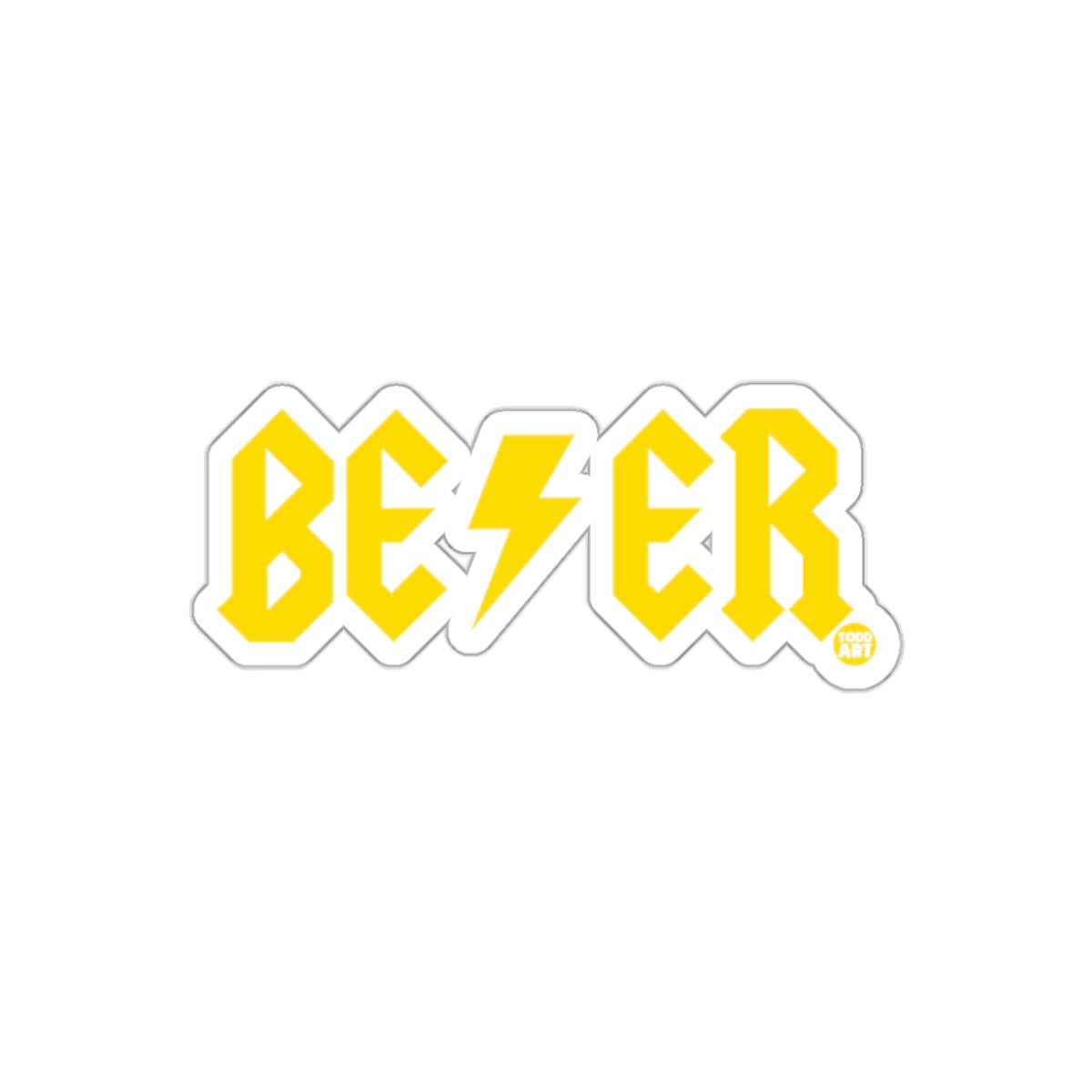 Bold Yellow BEER Lightning Bolt Graphic Sticker
