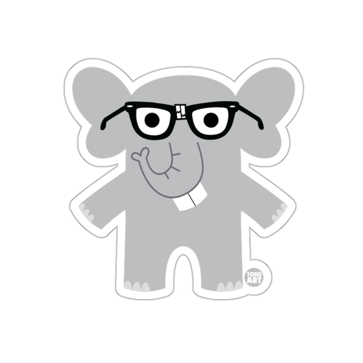 Cute Elephant Cartoon with Glasses Sticker Product