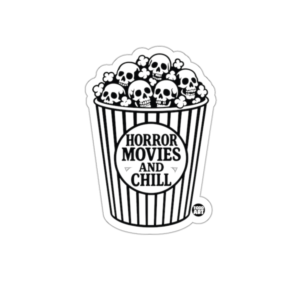 Horror Movies and Chill Skull Popcorn Sticker