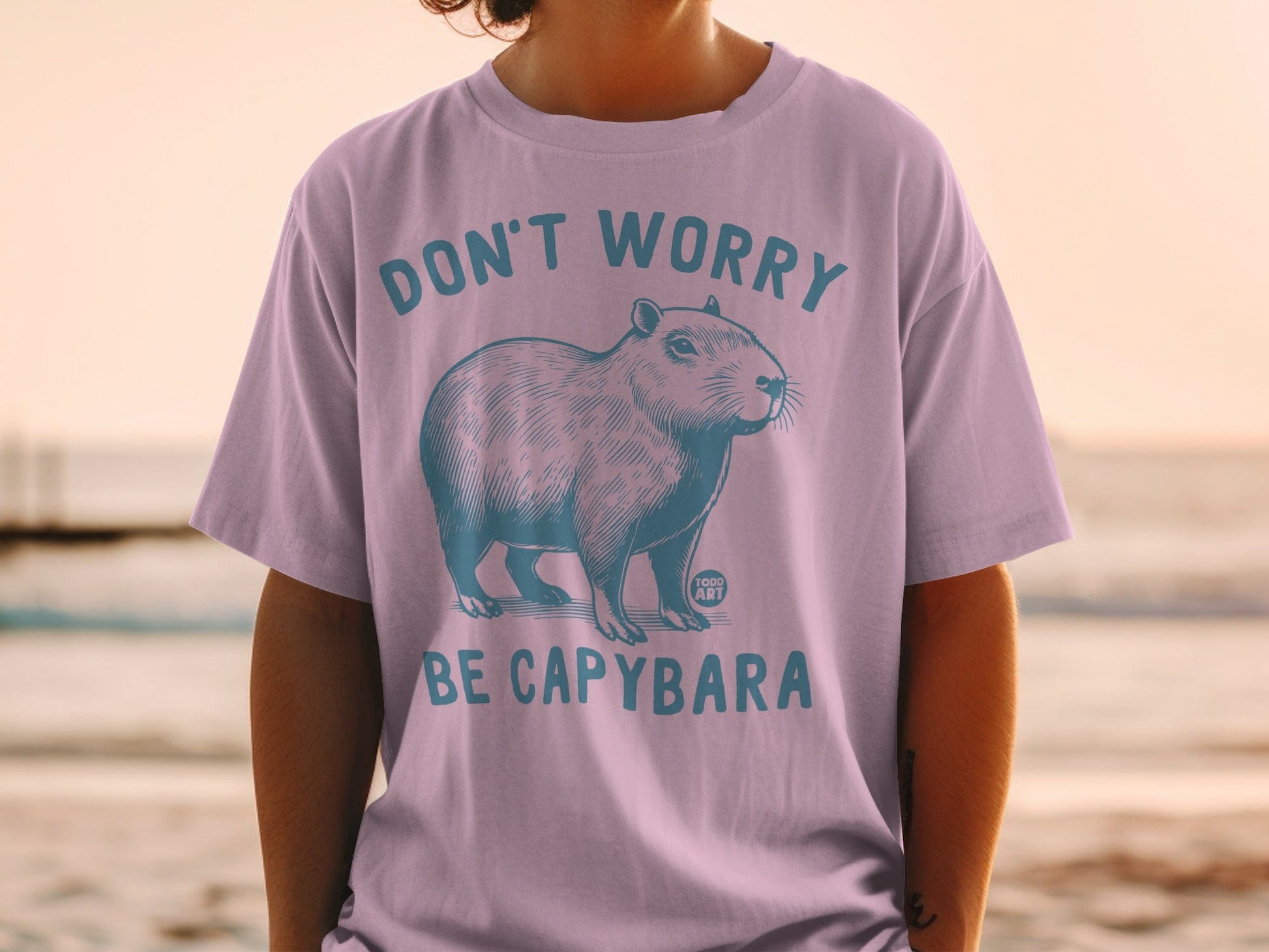 Don't Worry Be Capybara Graphic Tee Shirt