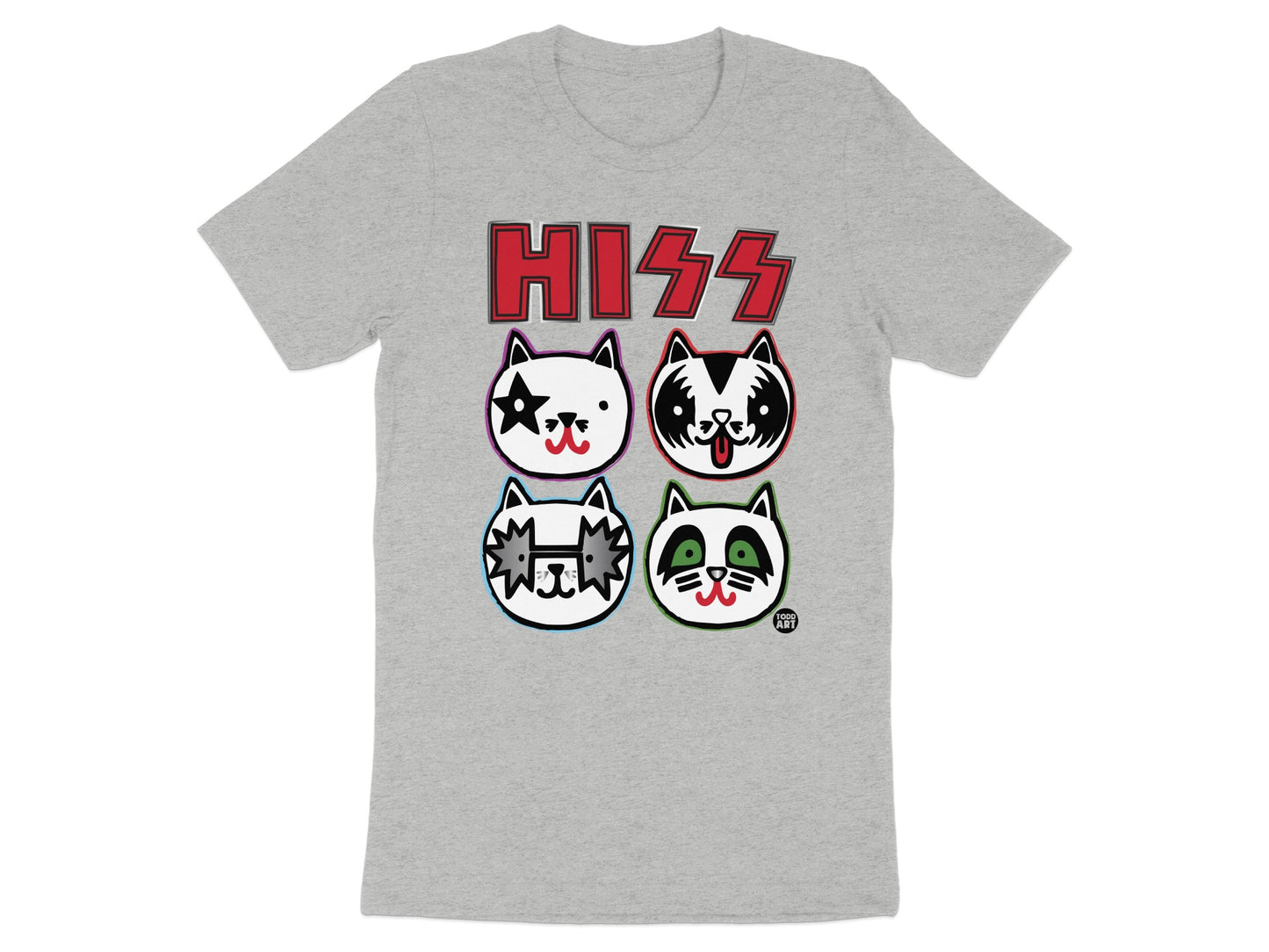 Colorful Graphic Tee with Cat Faces Design product