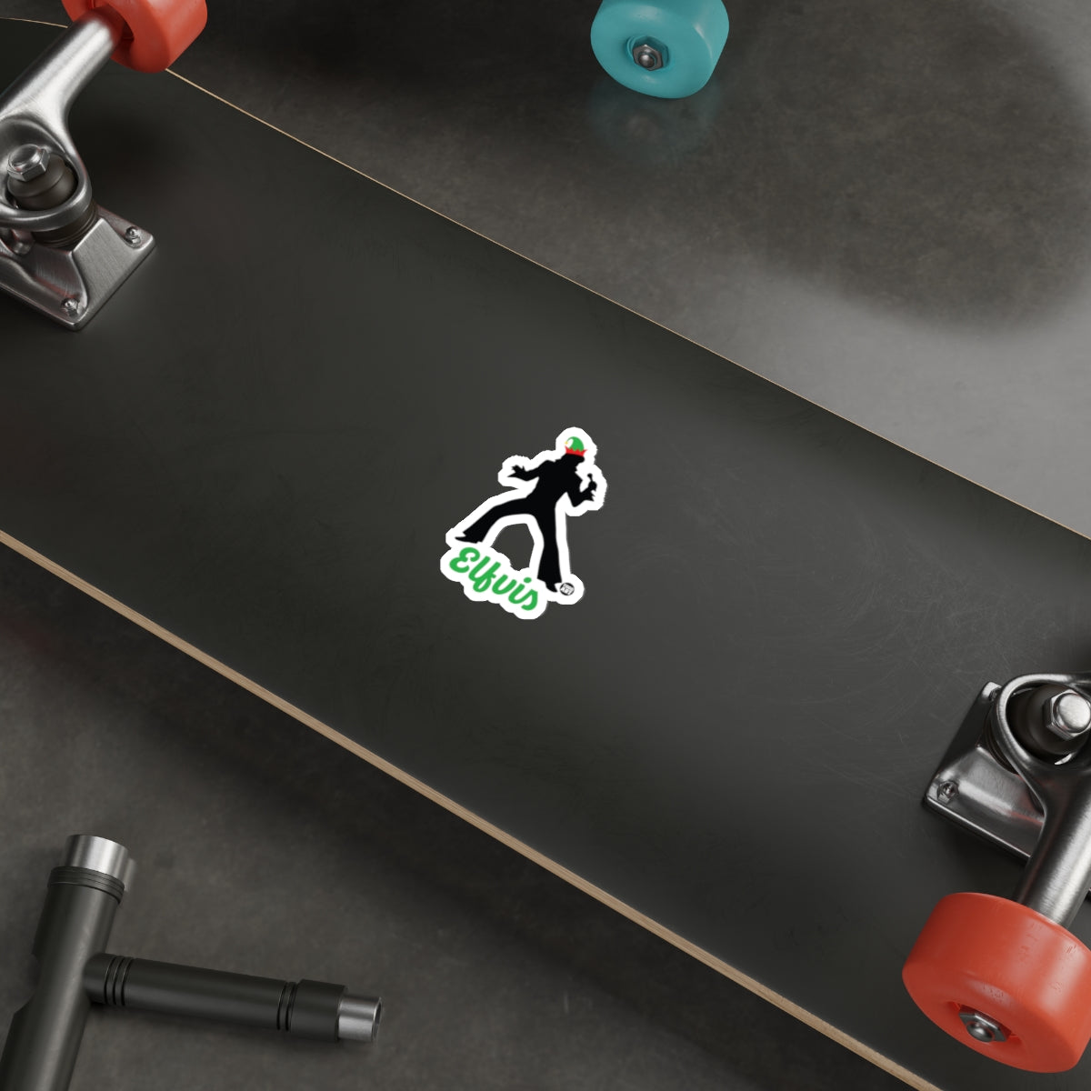 Silhouette Elf Sticker with Elfvis Printed Skateboard Product