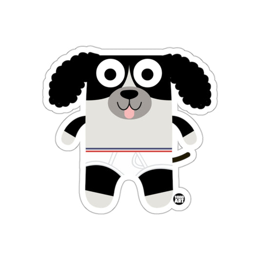 Cartoon Black and White Dog with Curly Ears Sticker
