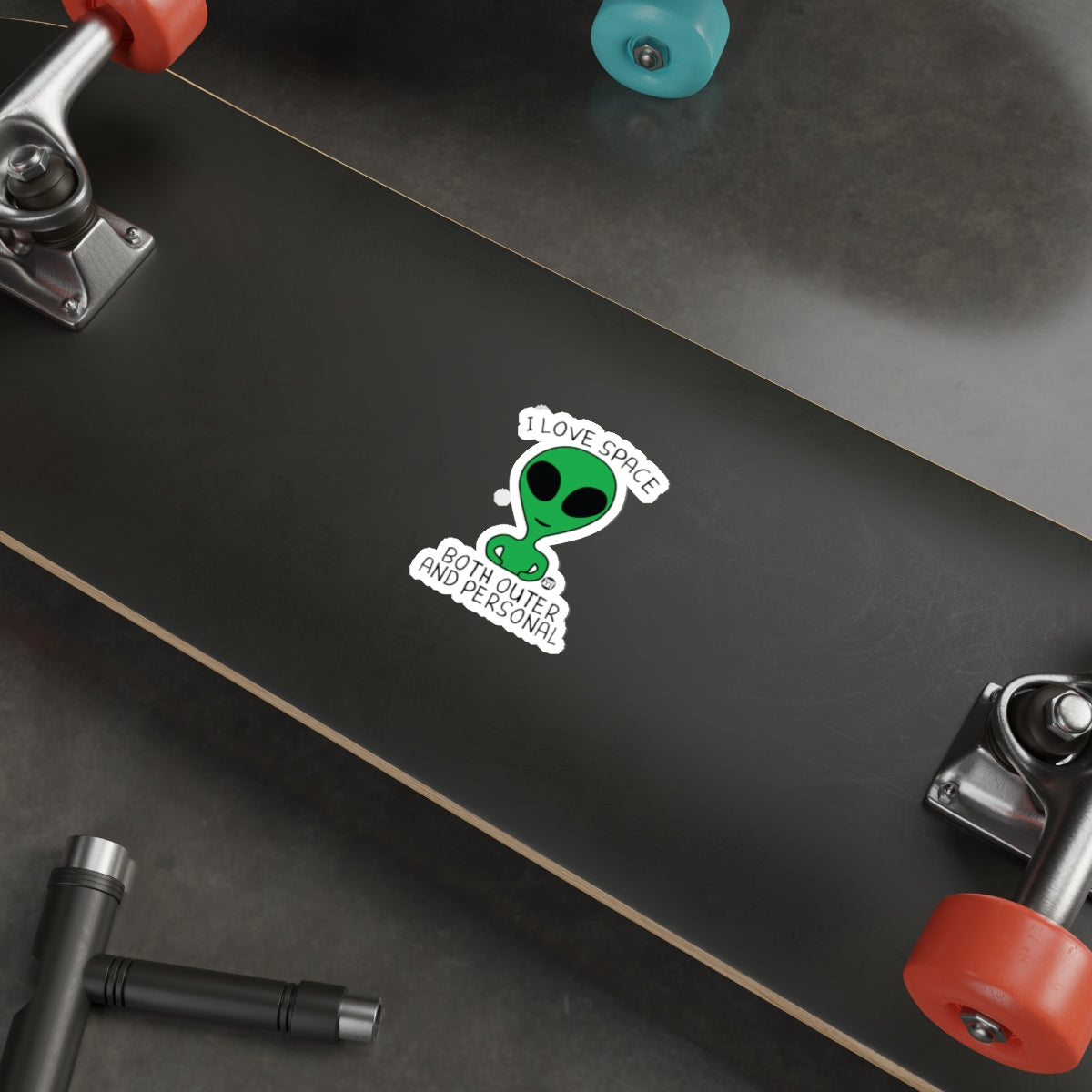 I Love Space Alien Sticker Skateboard Decor Alien Sticker