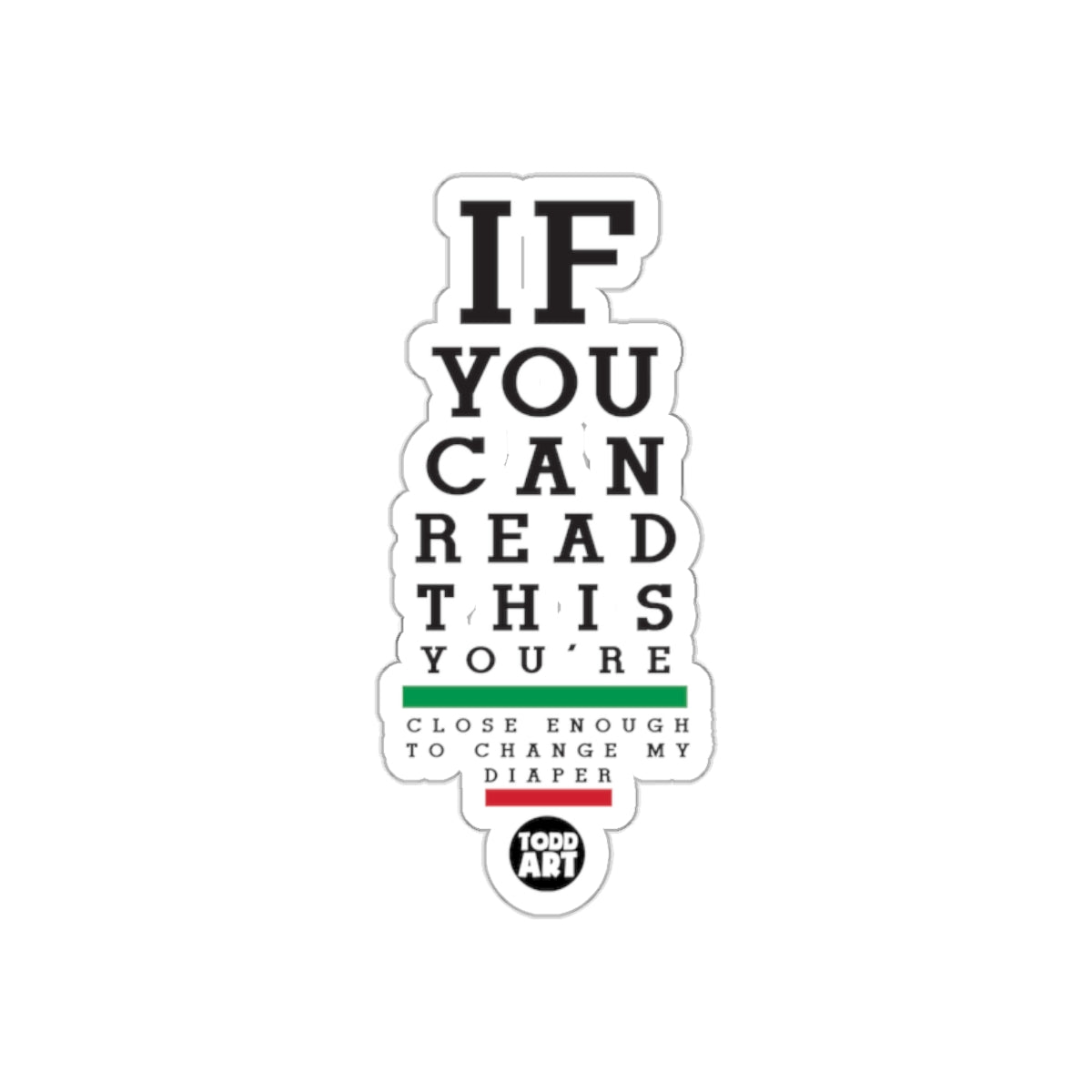 Eye Chart Design Funny Toddler Sticker