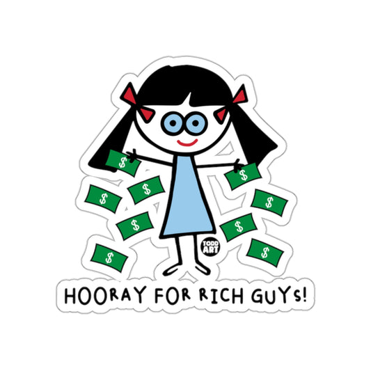 Hooray for Rich Guys Cartoon Money Sticker