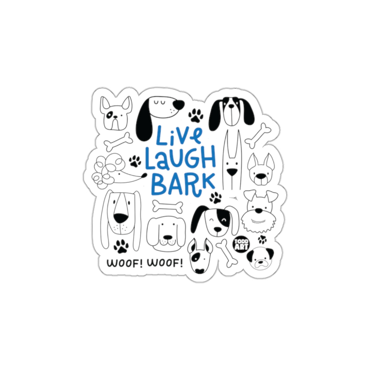 Live Laugh Bark Cute Dog Illustration Sticker