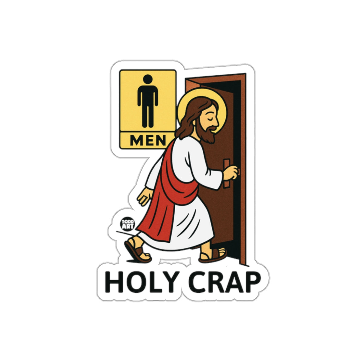 HOLY CRAP Bathroom Men Sign Religious Character Sticker