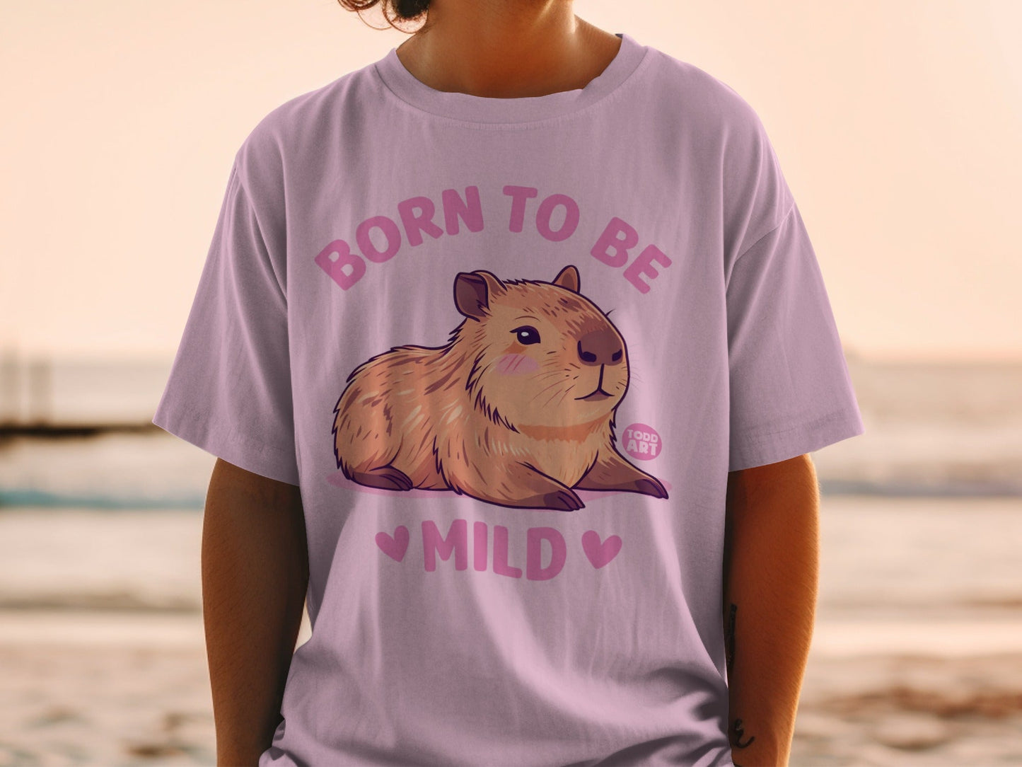 Born to Be Mild Todd Art Capybara Design Shirt