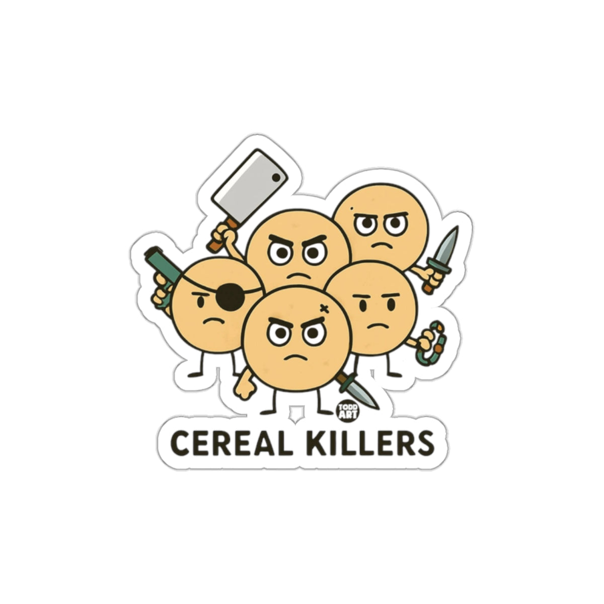 Cereal Killers Funny Cartoon Sticker