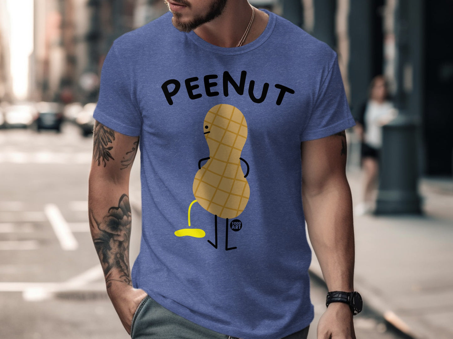 Funny Peeing Peanut Cartoon Graphic Tee