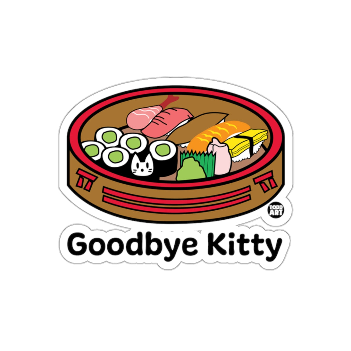 Goodbye Kitty Sticker with Sushi Design Art Sticker