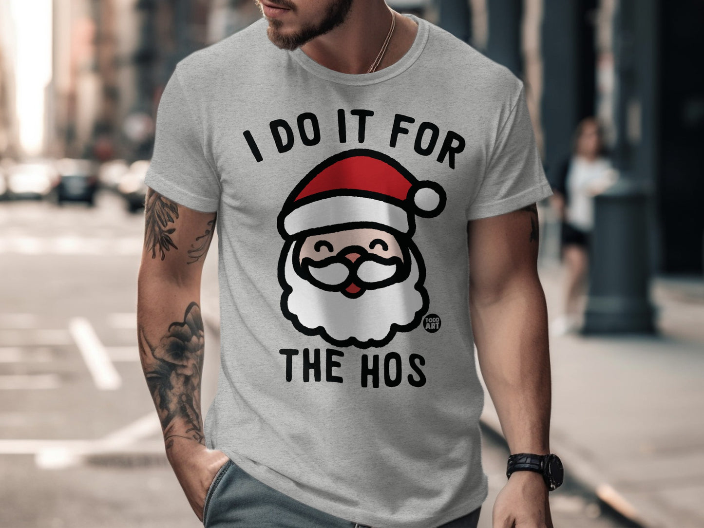 I Do It For The Hos Funny Santa Graphic T-shirt