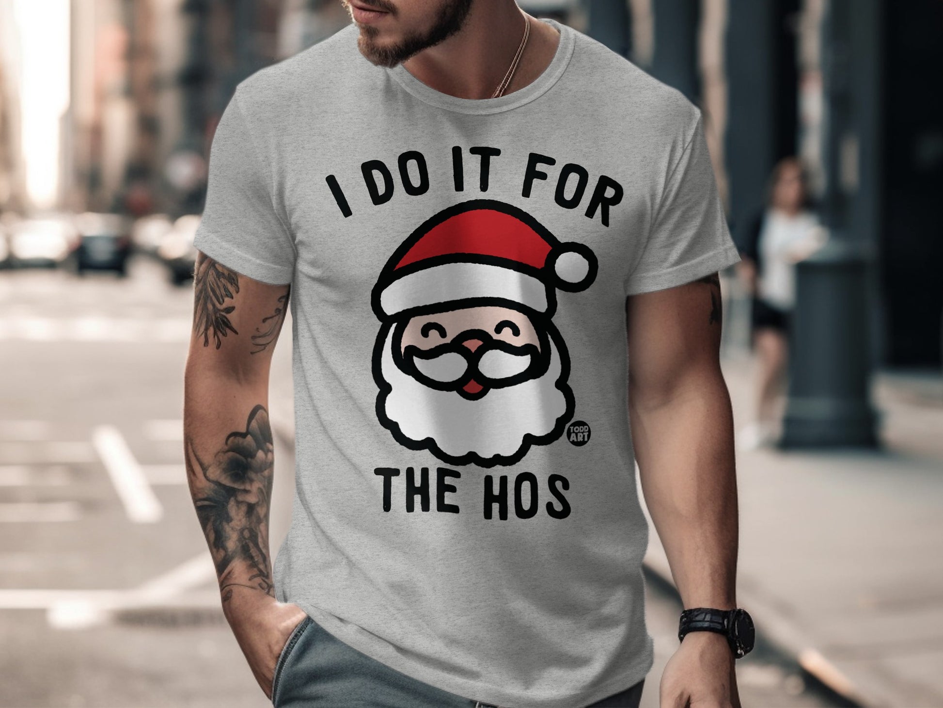 I Do It For The Hos Funny Santa Graphic T-shirt