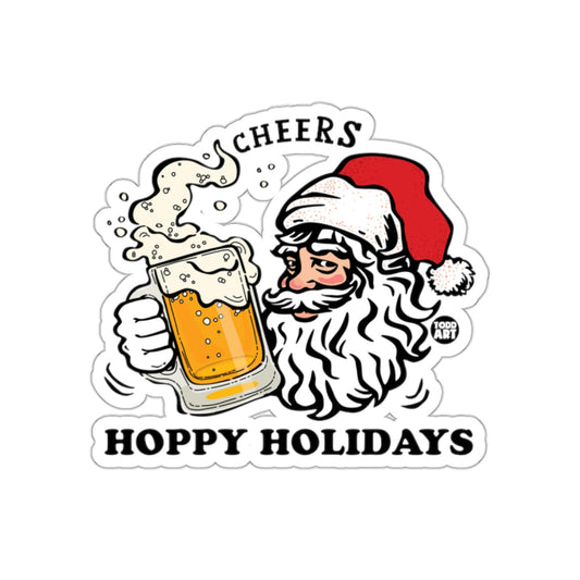 Cheers Hoppy Holidays Santa with Beer Sticker