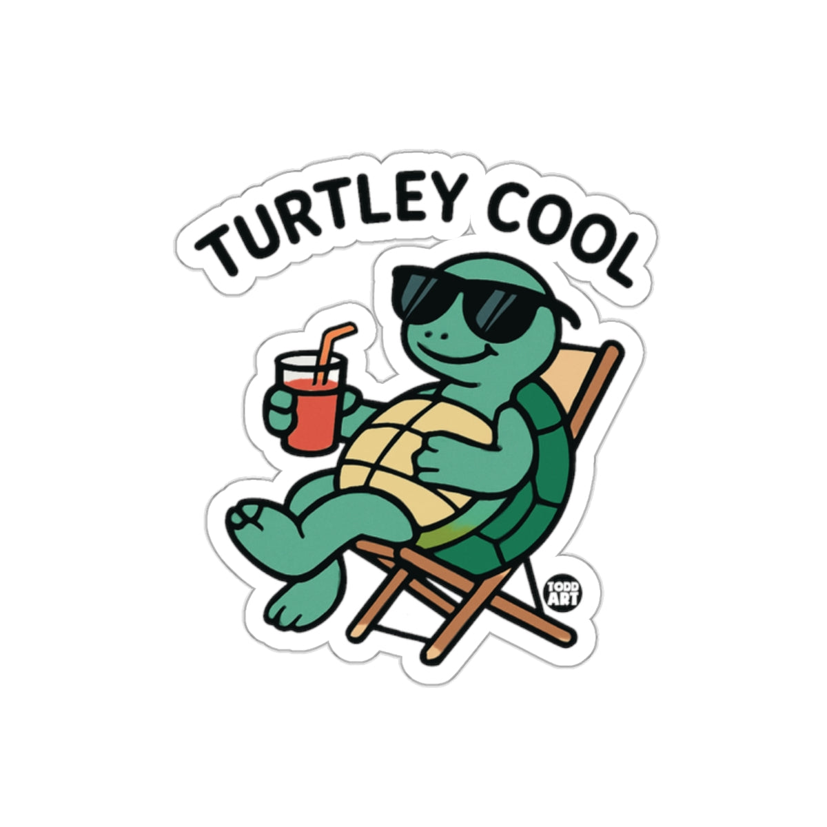 Turtley Cool Relaxing Turtle with Drink Sticker