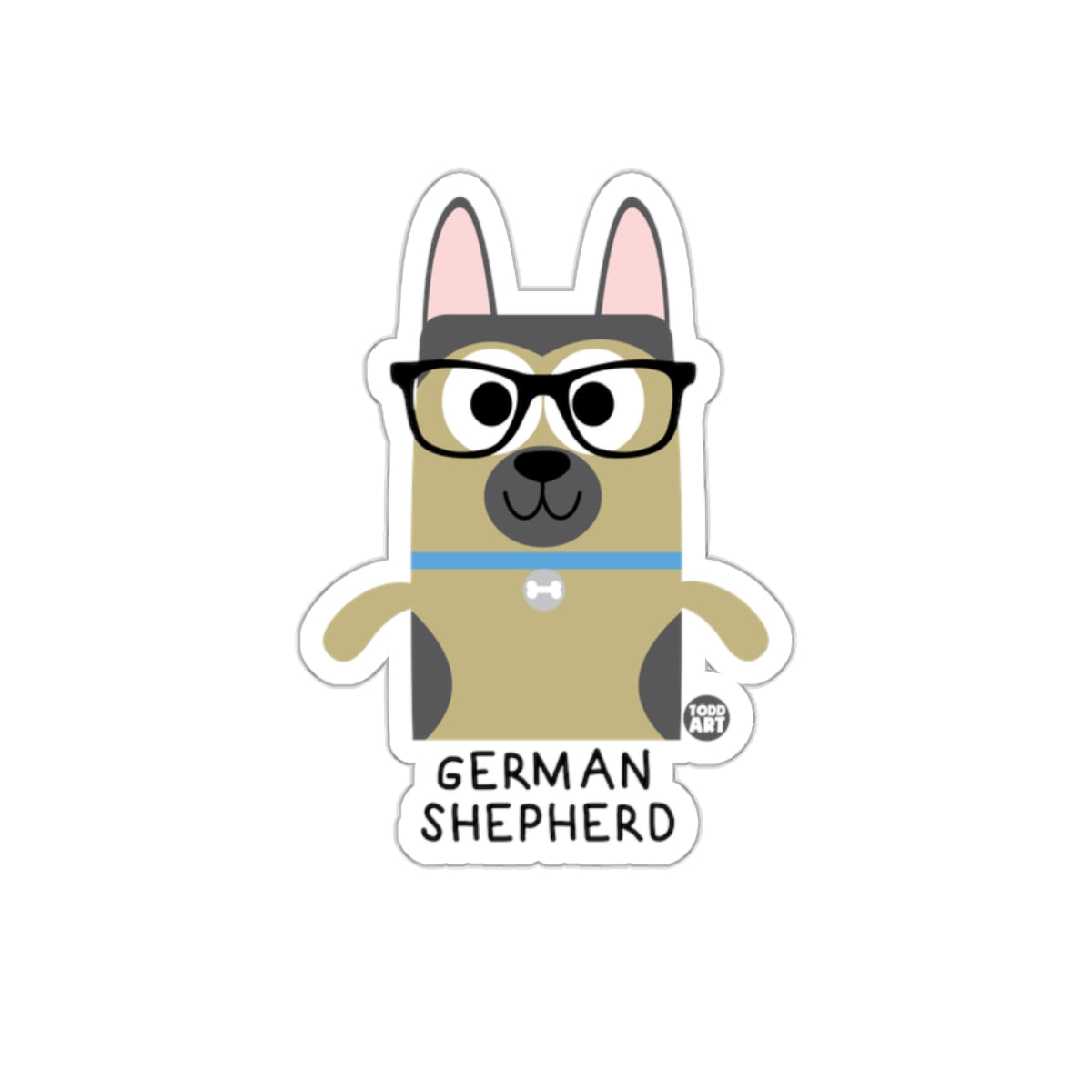 Cute Cartoon German Shepherd with Glasses Sticker