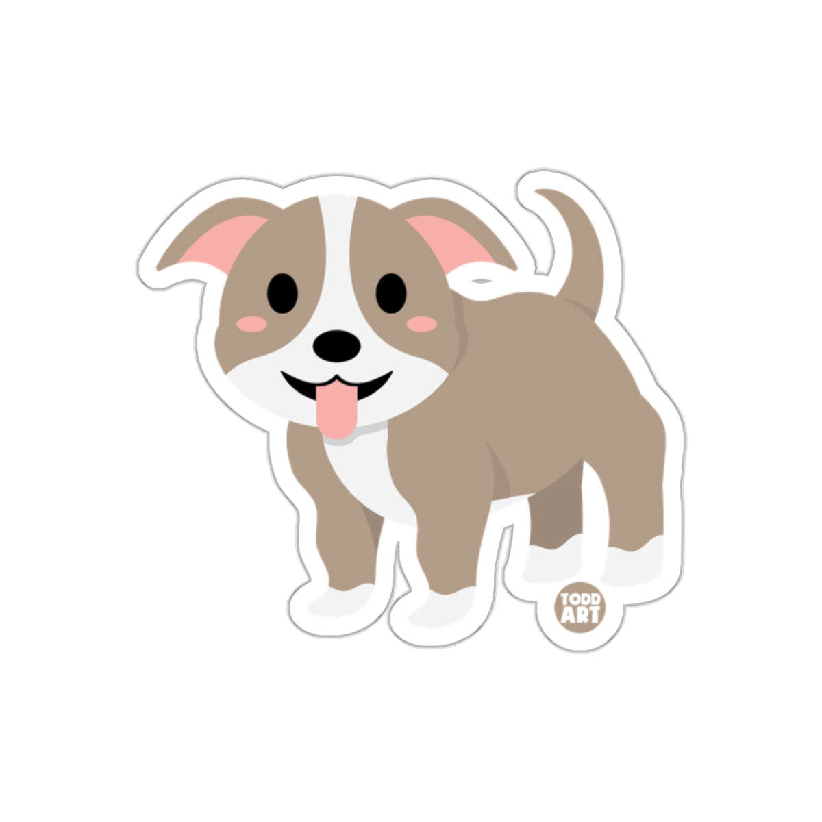 Adorable Cartoon Puppy Sticker with Tongue Out