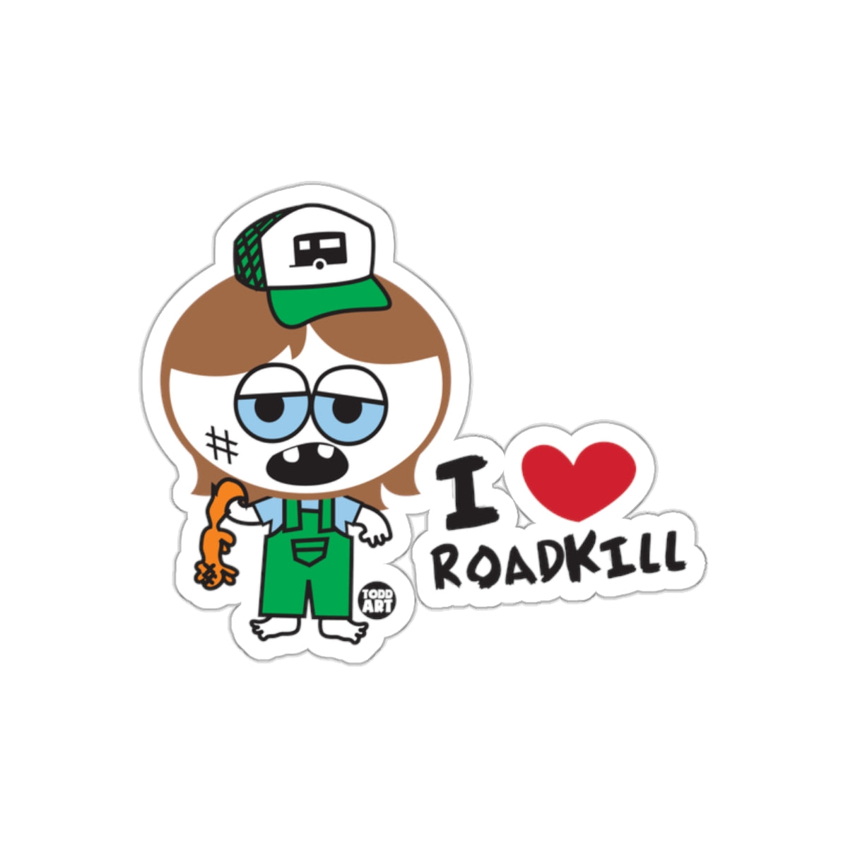 Funny Cartoon Character I Love Roadkill Sticker