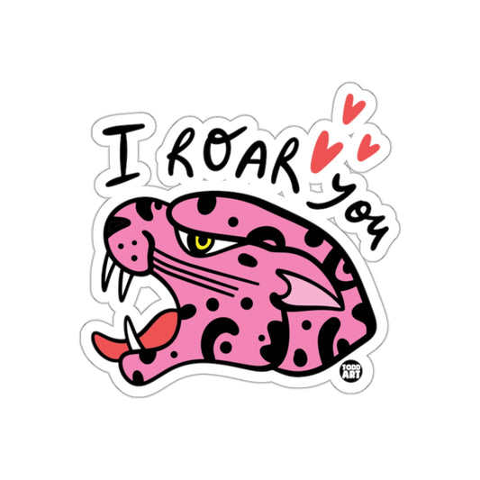 I Roar You Pink Leopard With Hearts Graphic Sticker