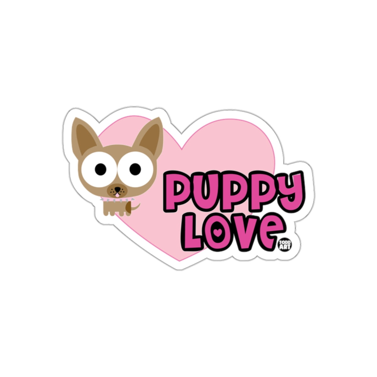 Cute Puppy Love Heart Sticker with Cartoon Dog Design