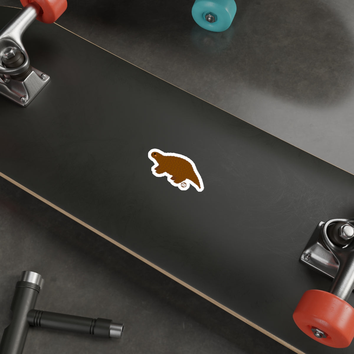 Cute Brown Dinosaur Design Black Skateboard Deck