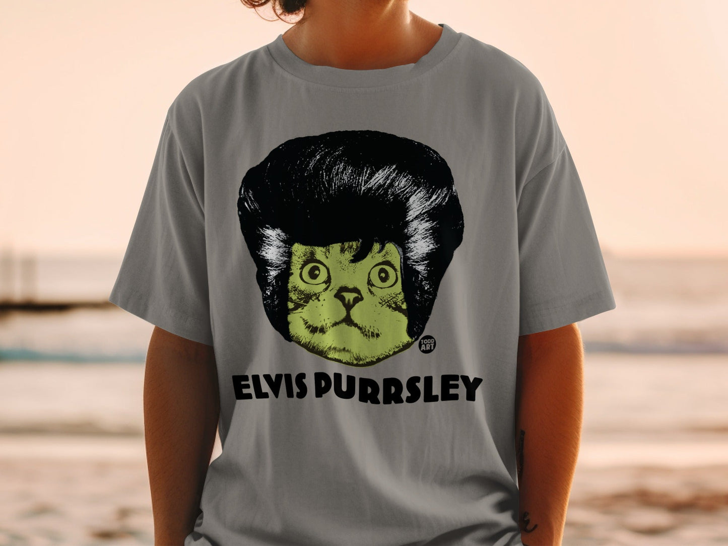 Elvis Purrsley Funny Cat Graphic T-Shirt for Pet Lovers