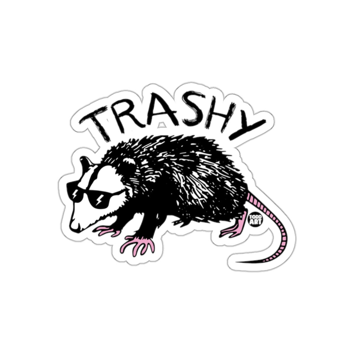TRASHY Cool Opossum Artwork Fun Graphic Art Decal Stickers