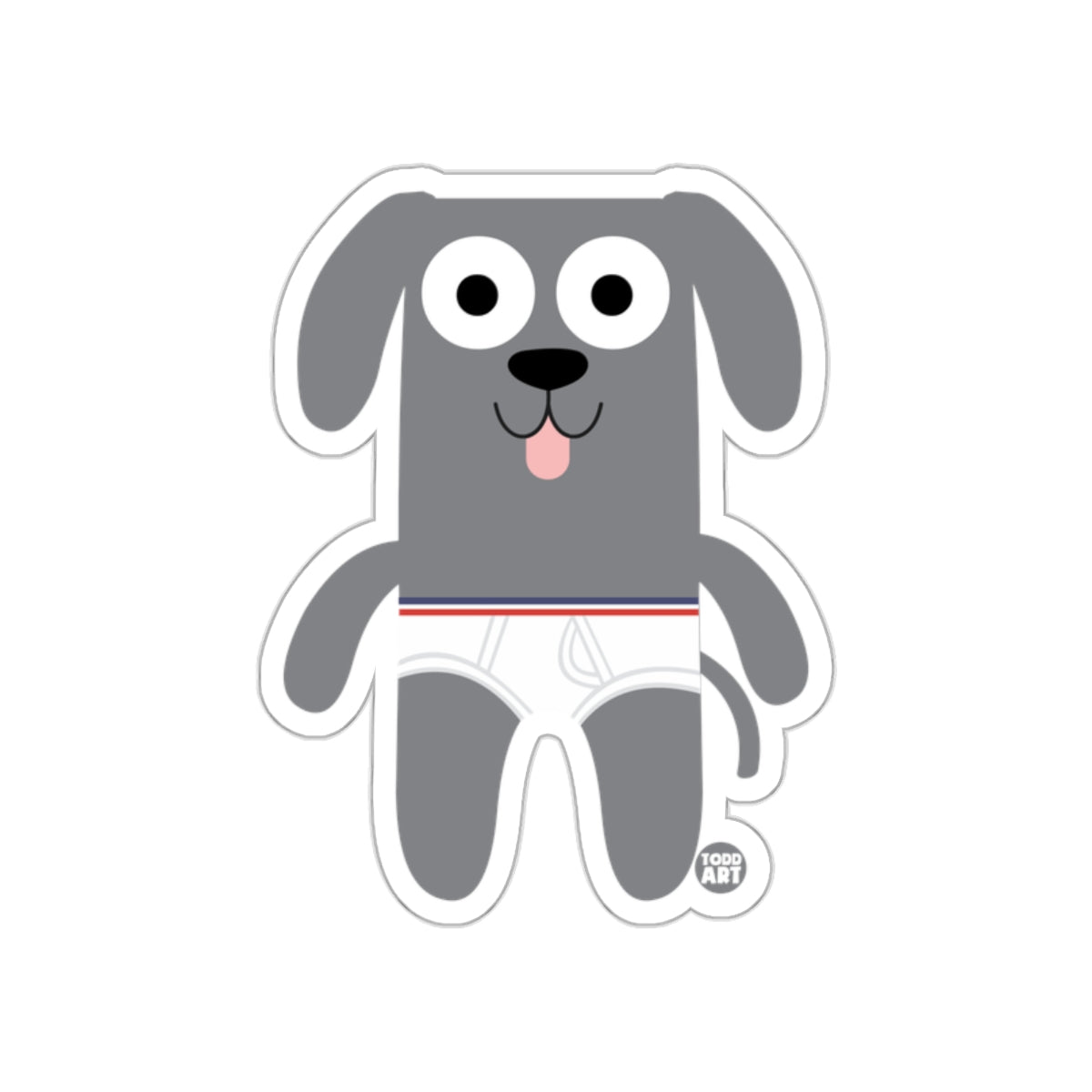 Cute Gray Dog with White Undergarment Sticker