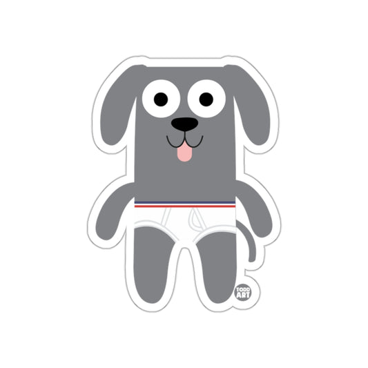 Cute Gray Dog with White Undergarment Sticker