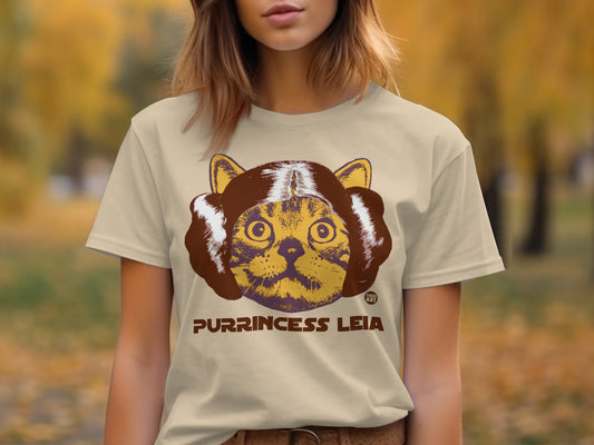 Purrincess Leia Cat Graphic Tee Perfect for Cat Lovers