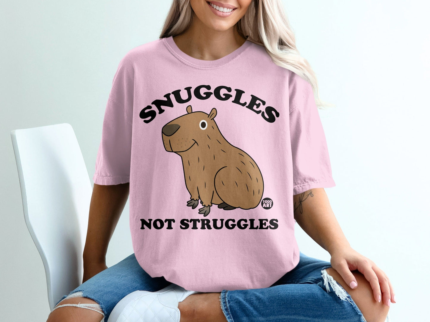 Snuggles Not Struggles Cute Capybara T-Shirt