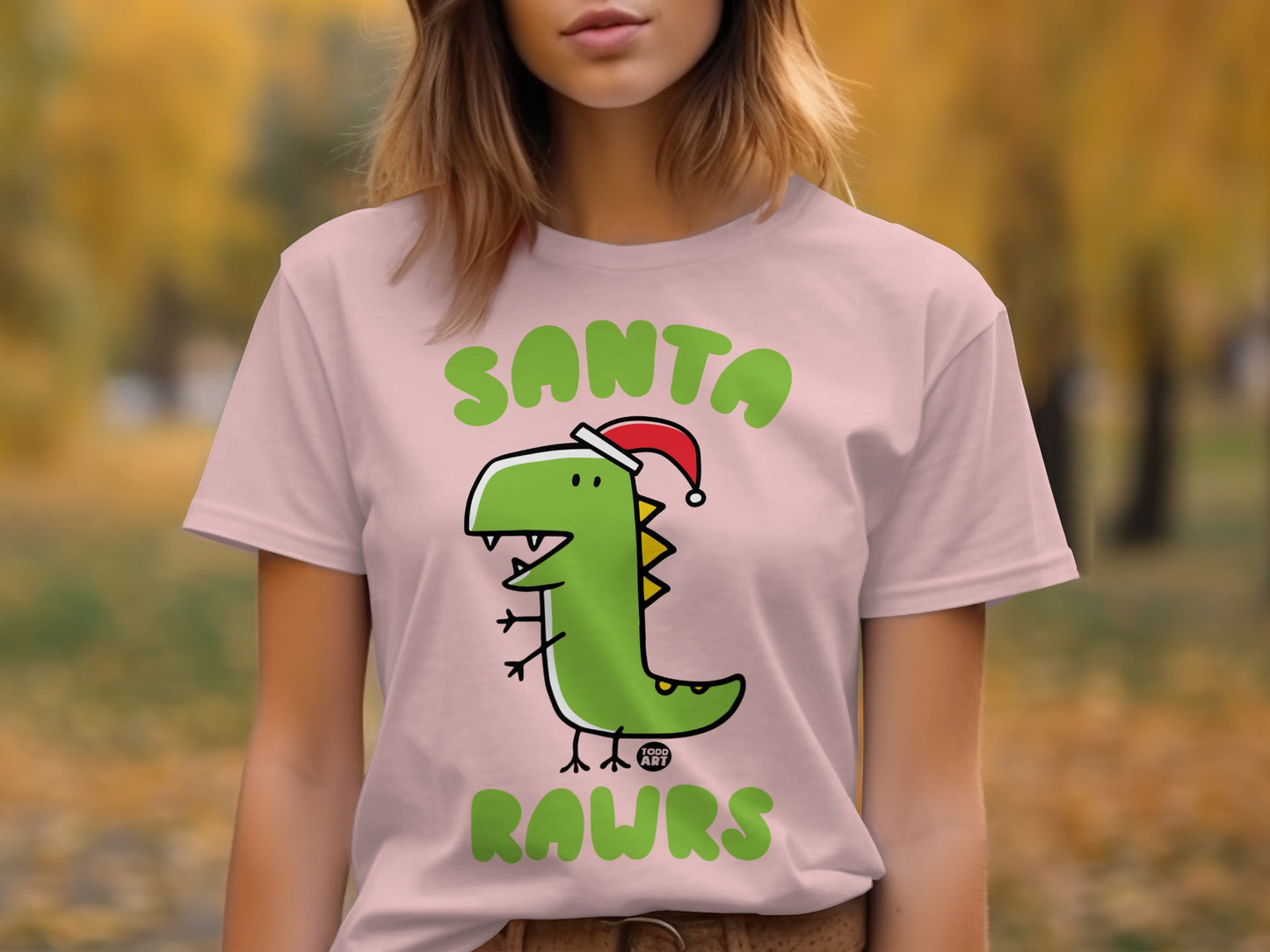 Santa Rawrs Dinosaur Christmas T-Shirt