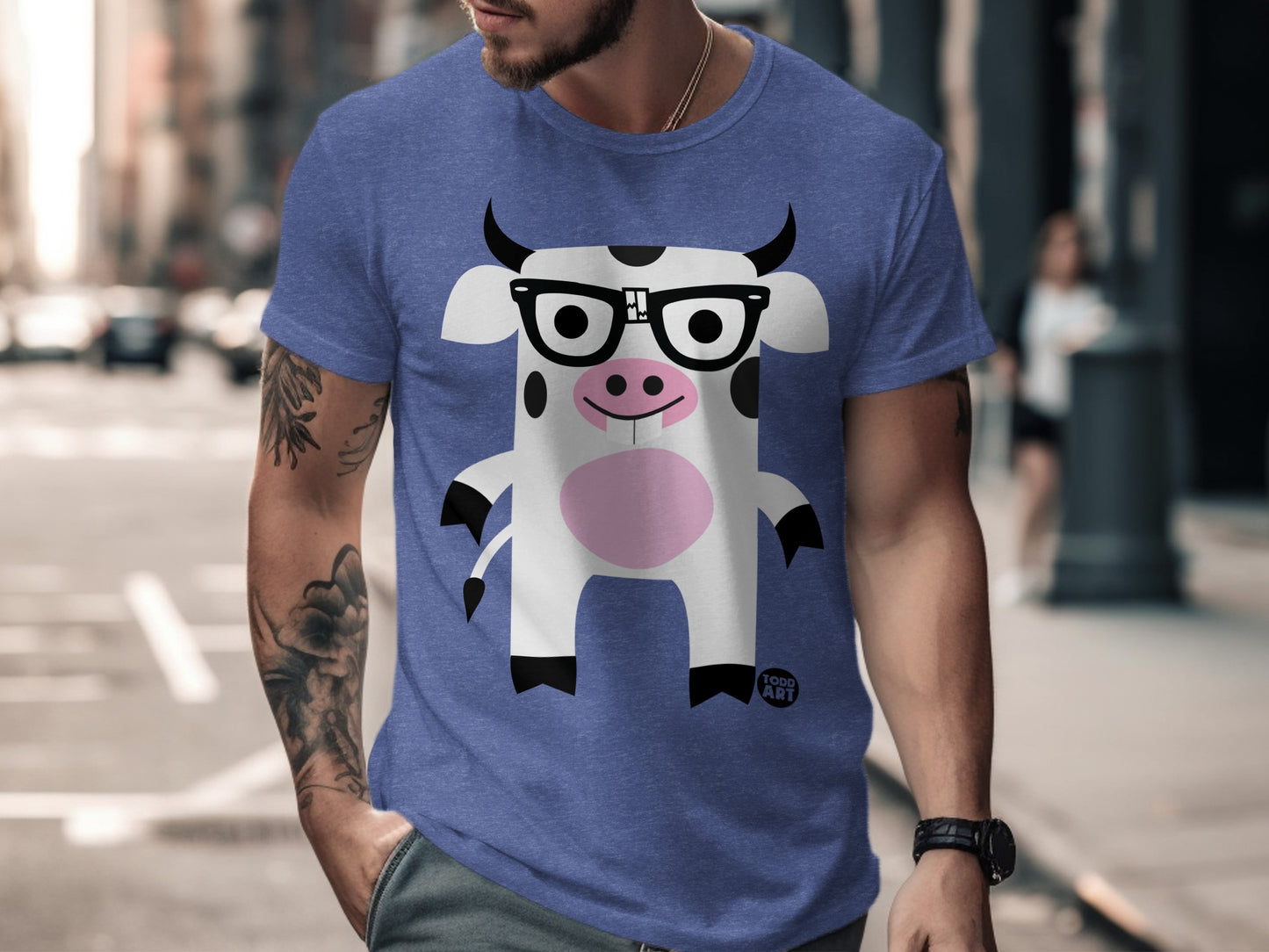 Cute Cartoon Cow Wearing Glasses Fun T-shirt product