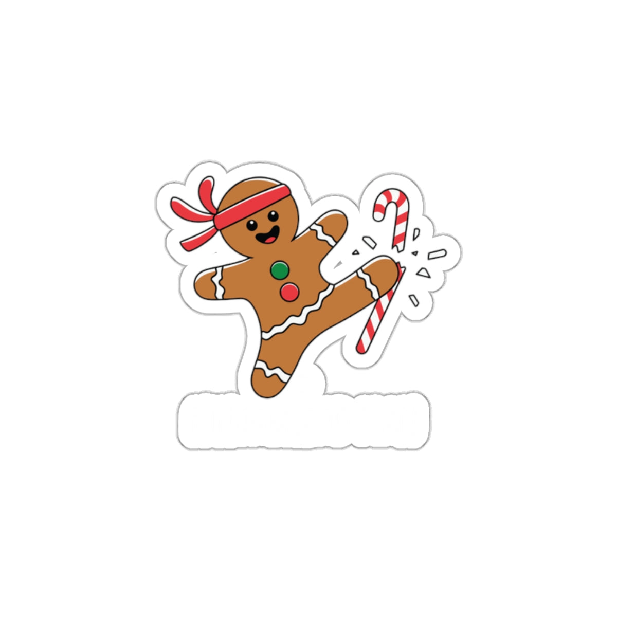 Holiday Gingerbread Kicking Candy Cane Sticker