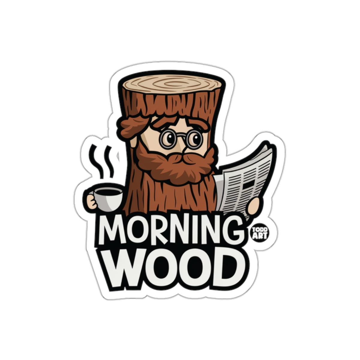 Funny Morning Wood Cartoon Sticker Decal for Laptops