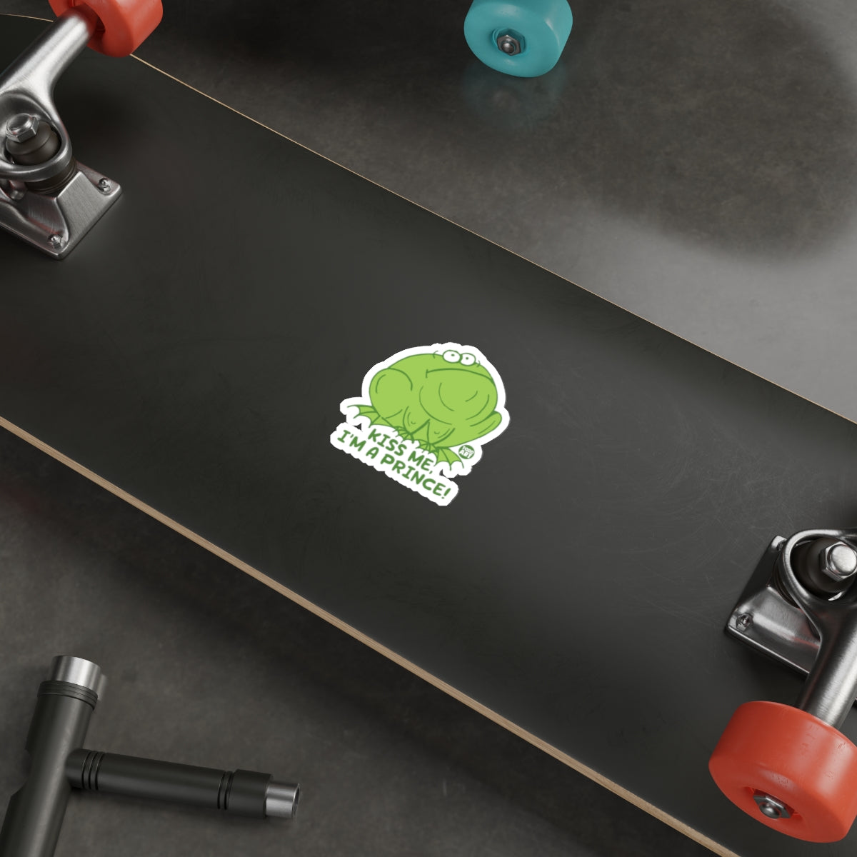 Kiss Me I'm a Prince Frog Sticker for your skateboard