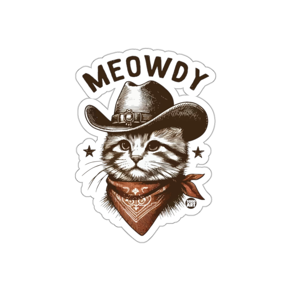 Meowdy Cat Cowboy Western Themed Graphic Sticker
