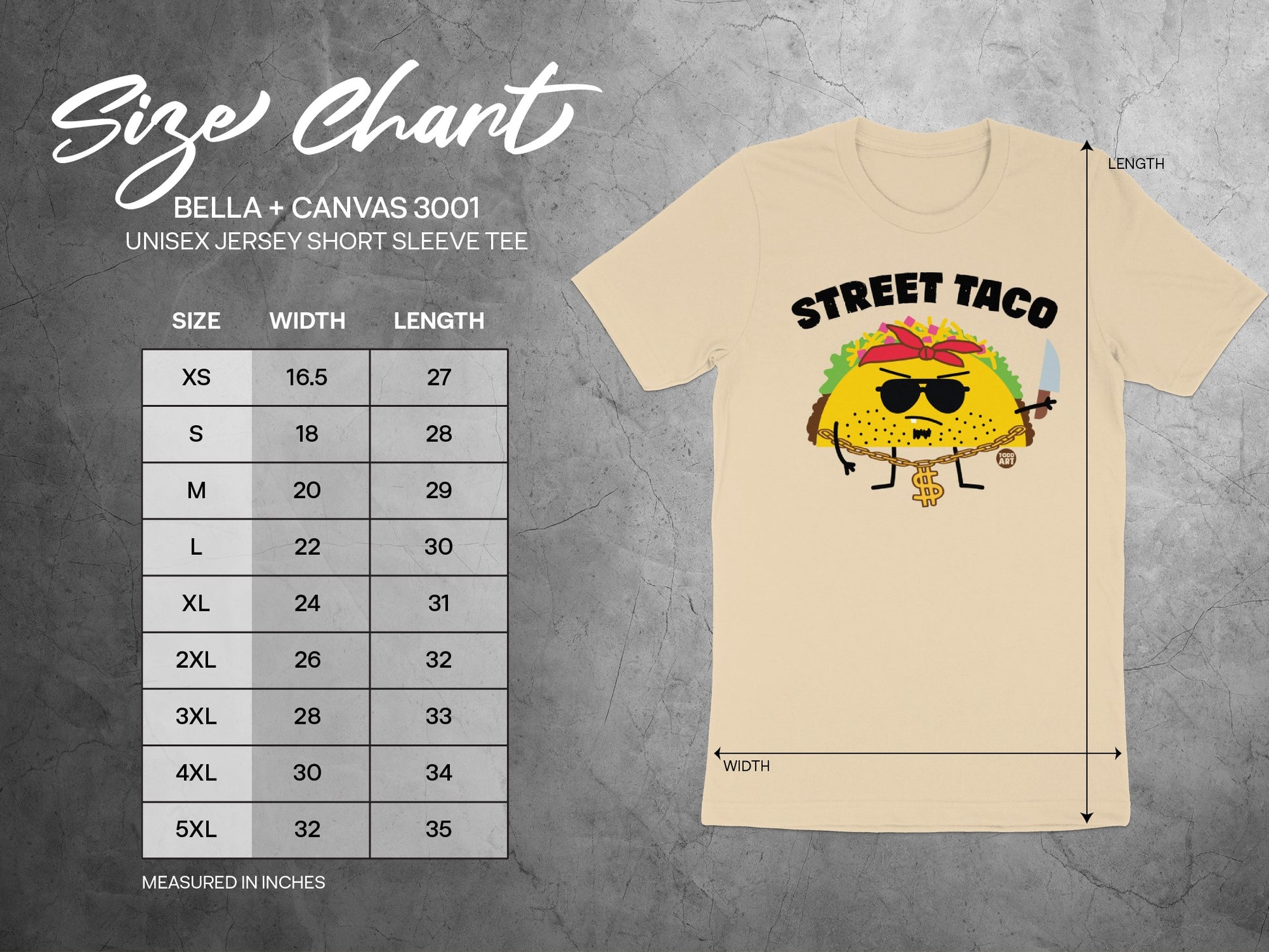 Street Taco Graphic Design Tee Shirt Custom Print