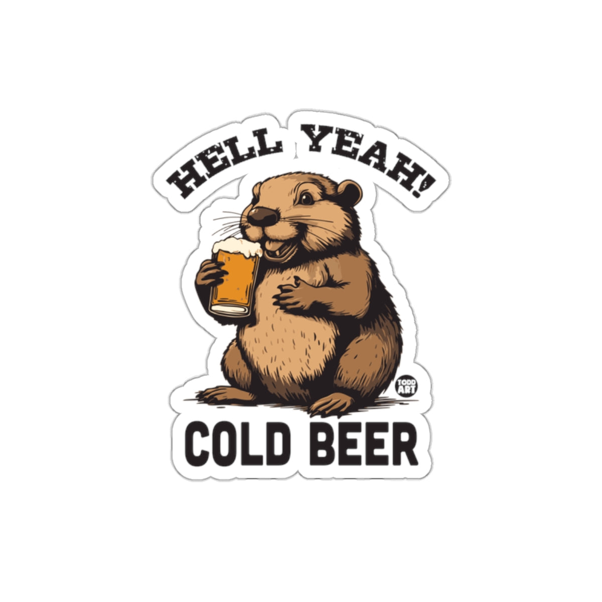 Hell Yeah Hamster Holding Cold Beer Sticker