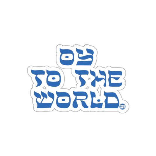 Oy To The World Blue Text Sticker Holiday Decor