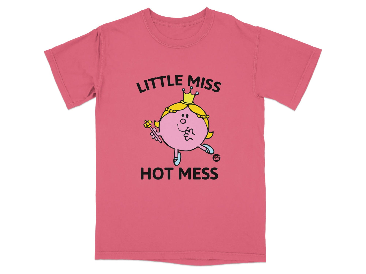 Little Miss Hot Mess graphic tee with a character holding a wand.