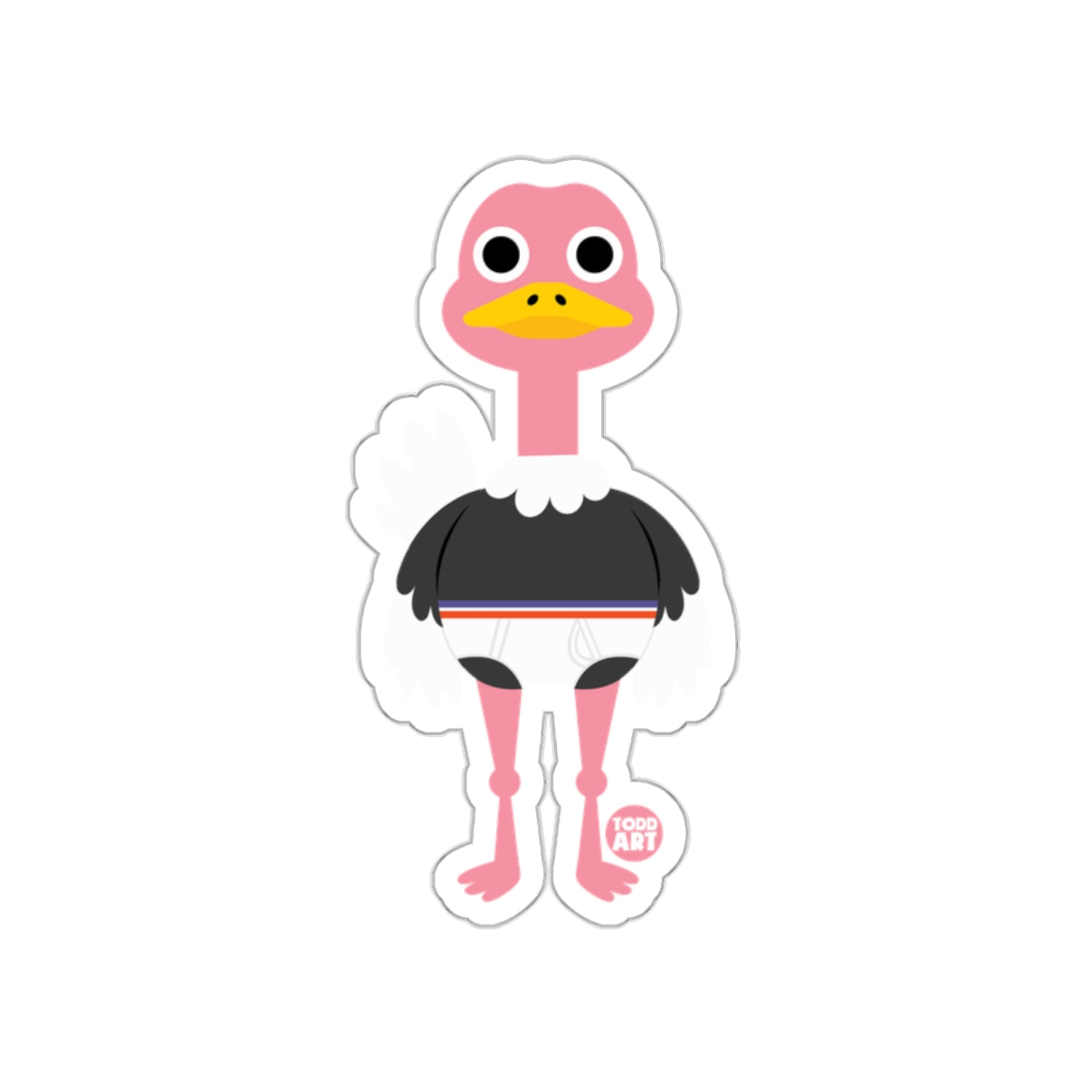 Funny Cartoon Ostrich Sticker with Underwear Design