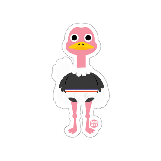 Funny Cartoon Ostrich Sticker with Underwear Design