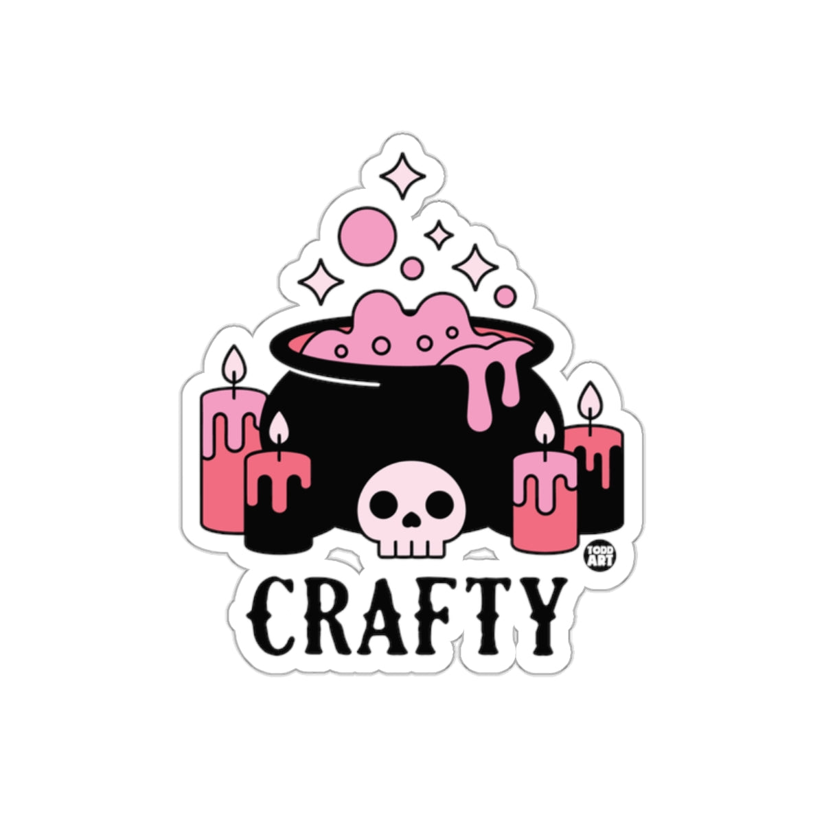 Crafty Skull and Cauldron with Candles Sticker