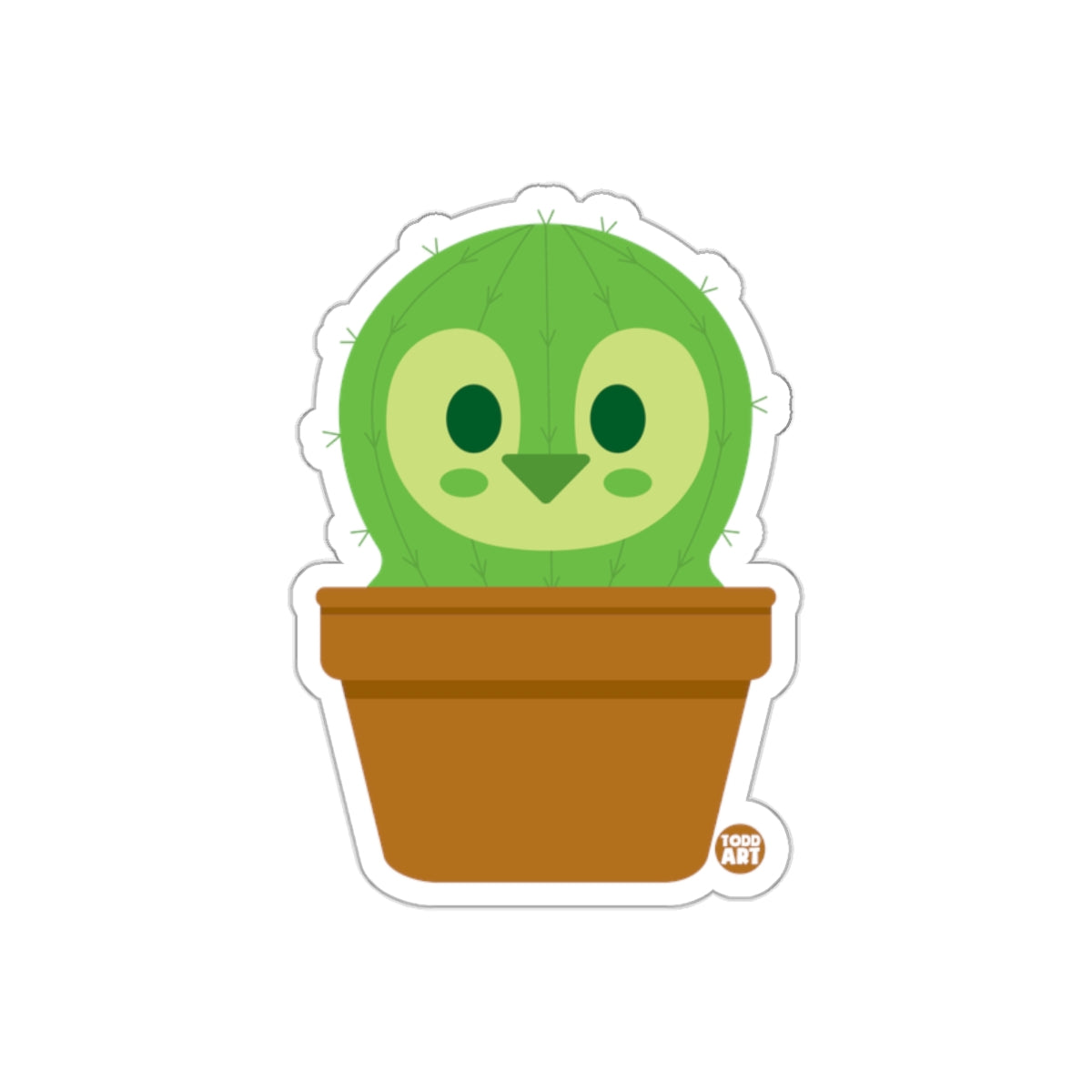 Green Cactus with Cute Face Potted Plant Sticker