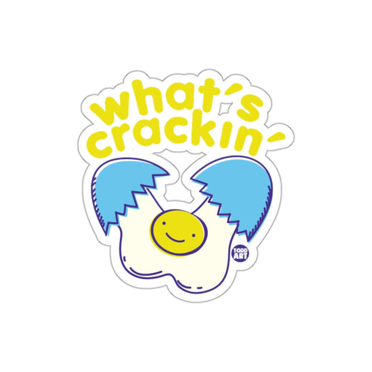 What's Crackin' Egg Cartoon Sticker for Laptops Books