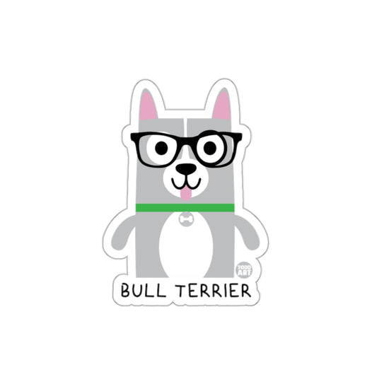 Adorable Bull Terrier in Glasses Sticker Design