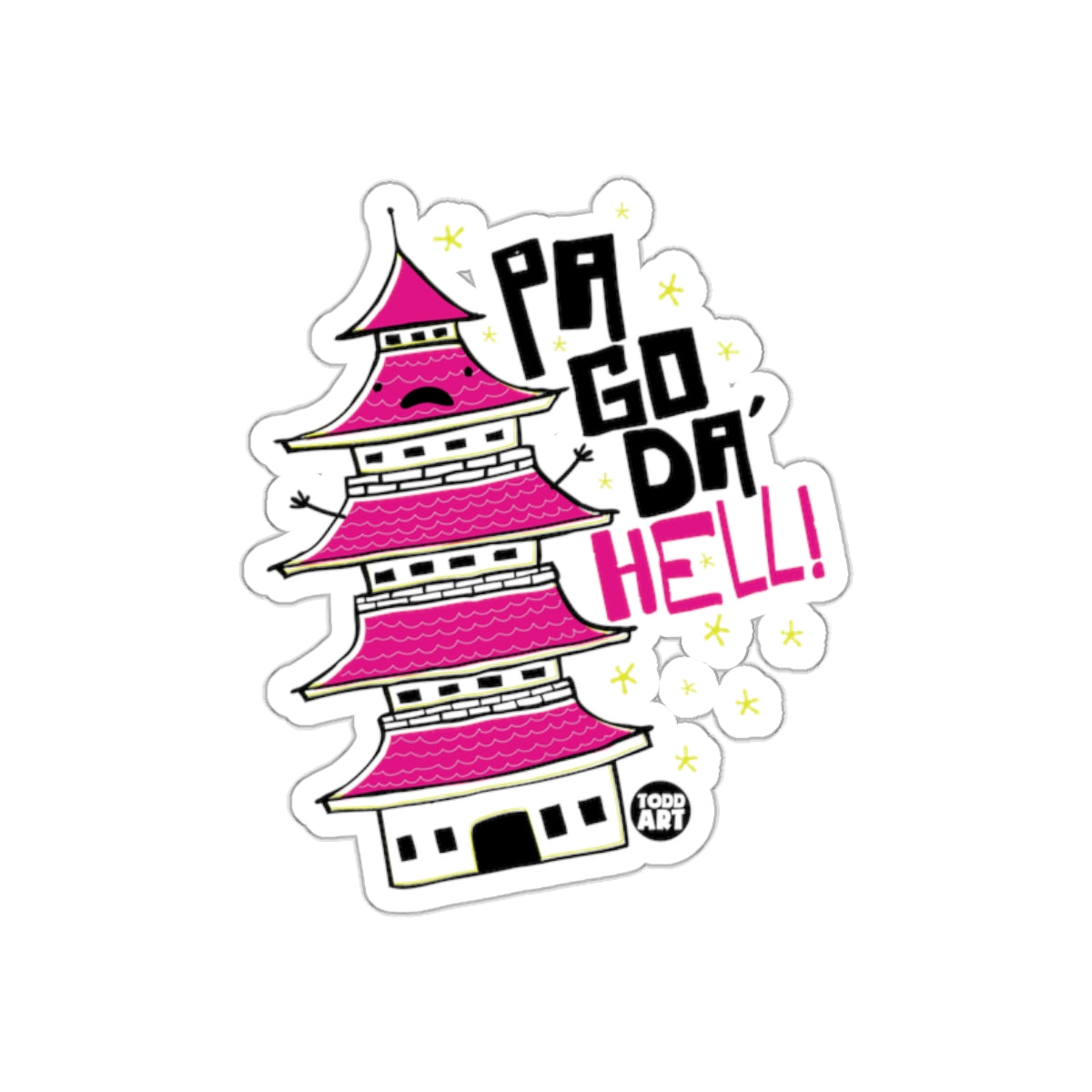 Pagoda Hell Cute and Funny Sticker for Laptops Water Bottles