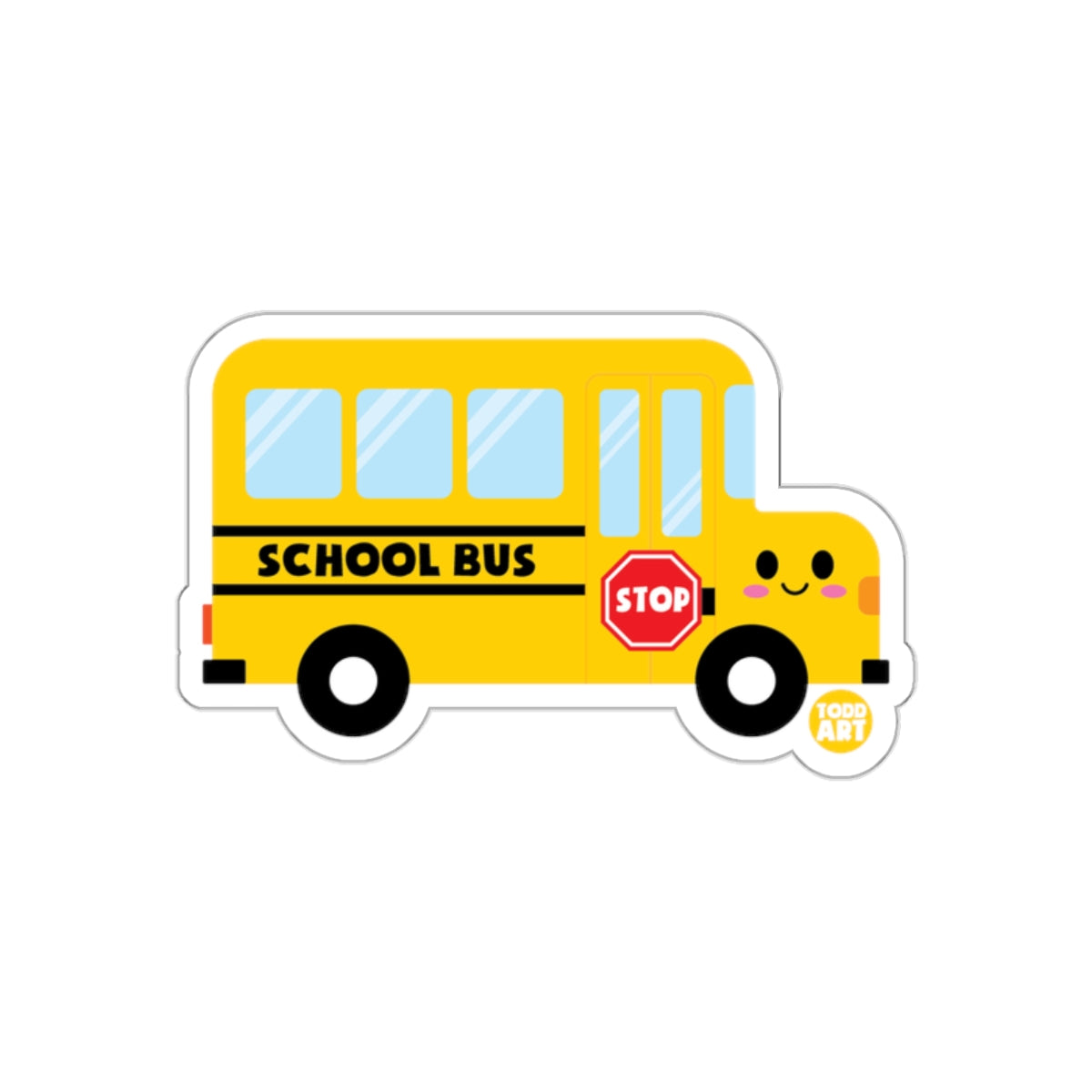 Yellow School Bus with Smiling Face product sticker